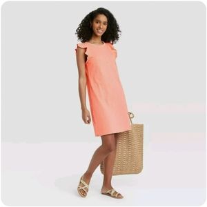 NWT Universal Thread Coral Ruffle Sleeve T-shirt Dress, Size Large